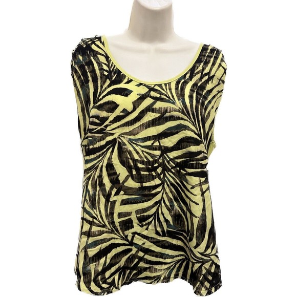Miss Tina by Tina Knowles Women Yellow And Black Sleeveless Blouse M - Picture 1 of 4